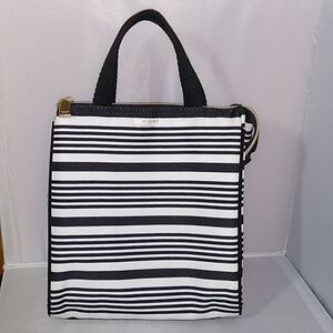 kate spade black and white striped lunch tote